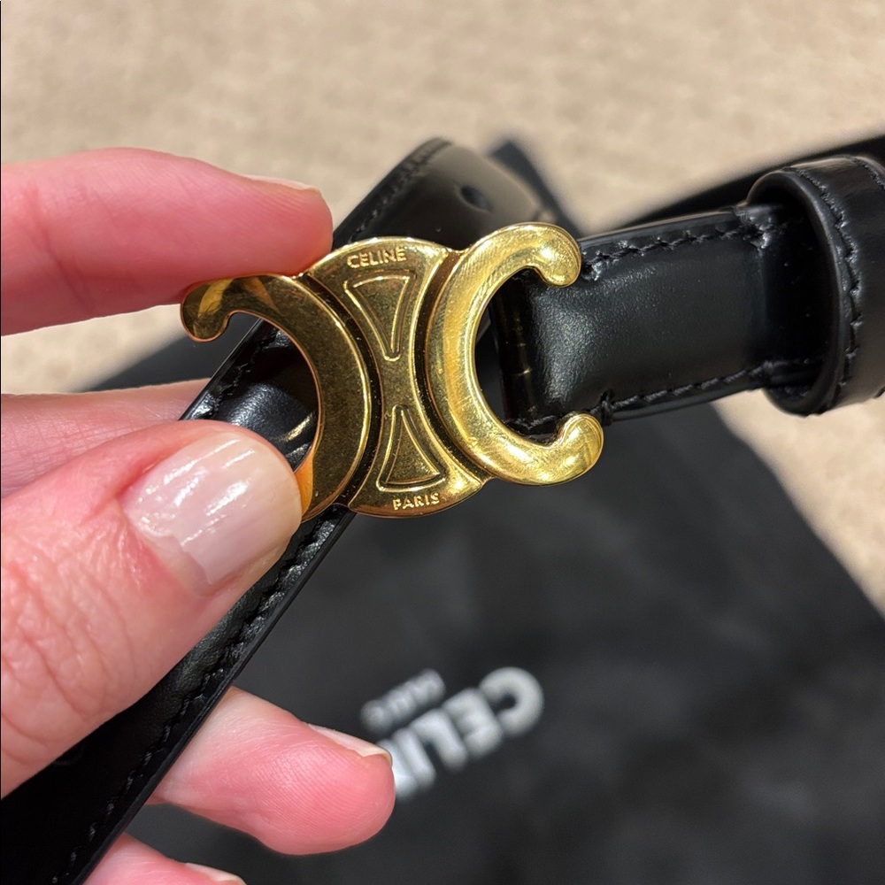Celine Black Belt with Gold Buckle - Picture 5 of 7
